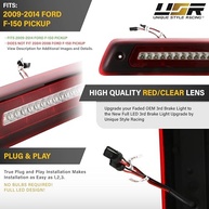 Terceira Luz de Freio LED para Ford F-150 2009-2014: Segurança e Estilo com Lente Vermelha/Transparente - imagem 4