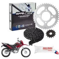 Combo Completo Relação Riffel para NXR 150 Bros (2006-2015): Corrente, Coroa, Pinhão e Graxa Original - imagem 2