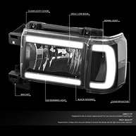 Faróis LED DRL DNA Motoring para Ford Bronco, F-150, F-250, F-350 (1987-1991) - imagem 3