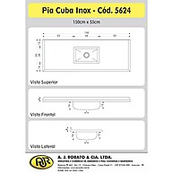 Pia de Cozinha em Mármore Sintético Cinza AJ Rorato 150cm - imagem 2