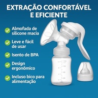 Bomba Tira Leite Manual Portátil 150ml com Almofada de Silicone - Extração Confortável e Segura - imagem 2