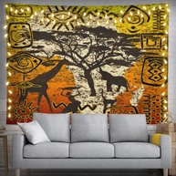 Tapeçaria Afro-étnica 150x100cm - Mapa da África com Símbolos Tribais - Decoração de Parede Moderna e Versátil - imagem 2