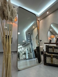 Espelho Retangular com Suporte de Chão em Alumínio | 150x60cm ou 170x70cm | Corpo Inteiro Bronze - imagem 3