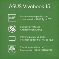 Notebook ASUS Vivobook 15 AMD Ryzen 7, 8 GB, 512 GB SSD, KeepOS, 15.6'' FHD, Cool Silver - M1502YA-NJ611 - imagem 3