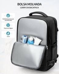 Mochila para Laptop 15,6" com Porta USB, Aprovada para Avião, Leve e Resistente, Ideal para Faculdade, Trabalho, Negócios e Viagem, Mochila Unissex, Com Compartimentos, Preto - imagem 4