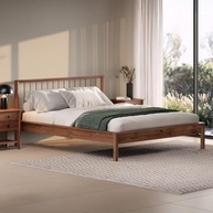 Cama Queen Apoana Castanho 158x198cm - Madeira Maciça Moderna com Estrado Reforçado - imagem 5