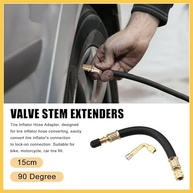 Kit 2 Extensores de Válvula Pneu 15cm + Adaptador 90° Latão - RepaiRock Universal - imagem 3