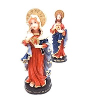 Imagem Sagrado Coração de Maria e Jesus em Resina Italiana - 15cm com Detalhes Ricos - imagem 5