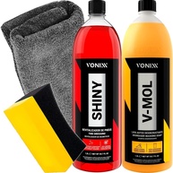 Kit Estética Automotiva Completo Vonixx: Shampoo V-Mol 1,5L + Shiny 1,5L + Acessórios Karbox - imagem 1