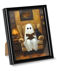 Pôster de Arte Gótica de Gato Fantasma - 15x20cm - Quadro emoldurado para Decoração Dark - imagem 1