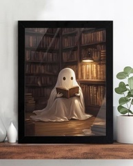 Pôster Dark Academia Leitura Fantasma - Arte Vintage 15x20cm para Decoração de Parede e Mesa - imagem 5