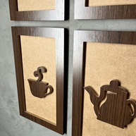 Quadros Cantinho do Café 4 Peças 15x25cm - Decoração Rústica com Tema Grãos - imagem 4