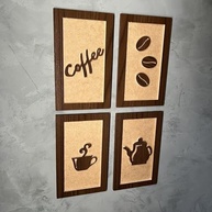 Quadros Cantinho do Café 4 Peças 15x25cm - Decoração Rústica com Tema Grãos - imagem 3