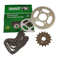 Kit Transmissão Completo Smart Fox CG 160 FAN: Coroa, Pinhão e Corrente Aço 1045 - imagem 1
