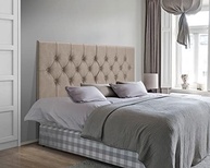 Cabeceira Cama Casal Queen Box Estofada 1,60m Capitonê Suspensa Bege Suede - imagem 2