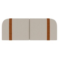 Cabeceira Estofada Queen em Linho Bege com Detalhe em Couro Ecológico | Design Slim Moderno 160x55cm - imagem 5