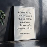 Quadro Decorativo Provérbios 16:3 - Moldura Bíblica com Frase Inspiradora de Fé e Esperança - imagem 4