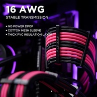 AsiaHorse Cabos de Extensão PSU 16AWG Personalizados: Estilo e Performance para seu PC (Preto-Rosa) - imagem 4