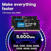 Crucial Memória RAM 16GB DDR5 5600MHz (ou 5200MHz ou 4800MHz) CT16G56C46S5 Preto - imagem 3