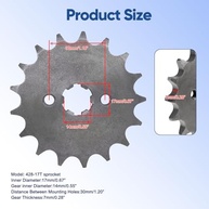 Roda Dentada Dianteira 428 17T 17mm para Motos 50cc-160cc | TaoTao, Roketa, Lifan e Mais - imagem 4
