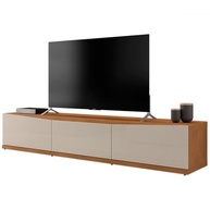 Rack para Sala de TV Eros 180cm com 2 Portas e 1 Gaveta – Design Moderno em Cedro/Off White com Rodas - imagem 4