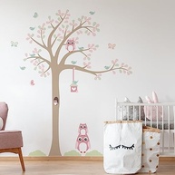 Adesivo de Parede Infantil Árvore com Coruja Baby - 1,85m | Decoração Moderna para Quarto - imagem 2