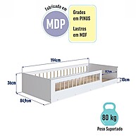 Cama Montessoriana Infantil Solteiro Affetto Branca 188x78cm - imagem 2