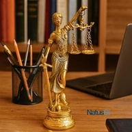 Estátua Dama da Justiça Deusa Têmis - Símbolo do Direito em Resina Dourada com Glitter (19 cm) - imagem 3