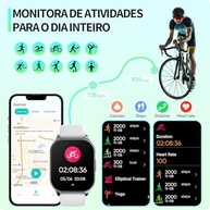 Smartwatch 1,96" AMOLED IP68: Chamadas Bluetooth, 100+ Esportes, Assistente de Voz - Unissex c/ 2 Pulseiras (Prata) - imagem 5