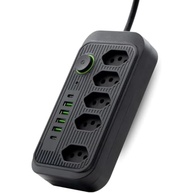 Filtro de Linha Extensão Bivolt 5 Tomadas + 6 USB-C/USB | 2500W Rápido | 1,9m Reforçado - imagem 2