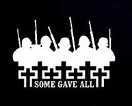 Decalque Vinil "Some Gave All" - Cruz de Soldado | Branco 19x13,3cm | Para Carros, Laptops e Mais - imagem 1