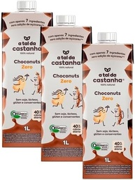 Kit 3X: Leite Vegetal Choconuts Zero Açúcar Orgânico A Tal da Castanha 1L - imagem 1