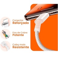 Cabo USB para Lightning Reforçado 1M, Compatível com iPhone 6 7 8 X Xs 11 Se 12 Xr 13 14 Pro Max – Carregamento Turbo e Transferência de Dados - imagem 5