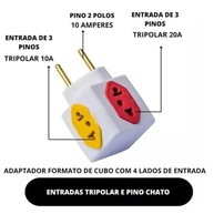 Kit 5 Benjamim Power Cubo: Multiplicador de Tomada Bivolt 4 Entradas (3x10A + 1x20A) - imagem 5
