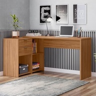 Mesa de Escritório em L com 2 Gavetas e 3 Nichos Office Nt 2060 Freijó Trend – Design Moderno e Funcionalidade - imagem 2