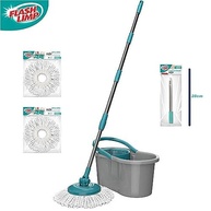Mop Fit Giratório 2 Refis Microfibra com Balde 8L + Cabo Extensor - Limpeza Fácil e Eficiente - imagem 3