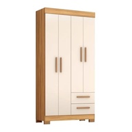 Guarda-Roupa Solteiro 4 Portas 2 Gavetas Malta - Design Moderno em Madeira e Off White - imagem 2