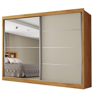 Guarda-Roupas Casal 2 Portas de Correr com Espelho e 4 Gavetas - Flex 100% MDF Madeirado/Off White Áustria - imagem 1