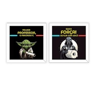 Kit 2 Quadros 18x18cm com Moldura e Vidro - Decoração Banheiro e Lavabo - Tema Star Wars (Yoda e Darth Vader) - imagem 4