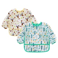 Babador Manga Longa BLW Estampado - Kit com 2 Unidades Alce e Cactos | Impermeável e Confortável - imagem 1