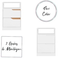 Mesa de Cabeceira Sole com 2 Gavetas e Nicho – Design Moderno em Branco e Freijó - imagem 4