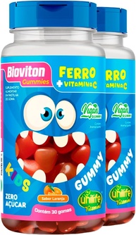 Kit 2 Gummy Kids Ferro + C Unilife 30 gomas Laranja - imagem 1