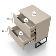 Kit 2 Mesas de Cabeceira com 2 Gavetas em MDF Estilo Industrial Off White e Pé Preto - imagem 5