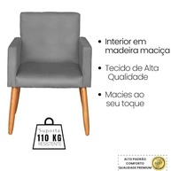 Kit com 2 Poltronas Capitonê Cinza - Conforto e Estilo para Sala, Escritório e Recepção - imagem 5