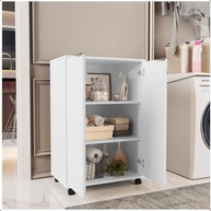Balcão Pratic para Cozinha com Microondas – Armário Multiuso 2 Portas Branco Moderno - imagem 5