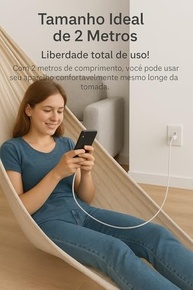 Cabo Carregador Turbo 2 Metros Trançado De Nylon Branco Compatível com iPhone 14/13/12/11/XR/XS/8/7/SE/Certificado Premium Compatível Com Lightning - imagem 5