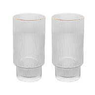 2 Copos Altos Lines com Fio de Ouro 400ml – Elegância em Cristal Ecológico - imagem 1