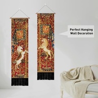 Tapeçaria de Parede com Design Vintage de Cavalo Leão - 2 Peças Decorativas com Borlas para Sala e Quarto - imagem 5