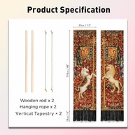 Tapeçaria de Parede com Design Vintage de Cavalo Leão - 2 Peças Decorativas com Borlas para Sala e Quarto - imagem 4