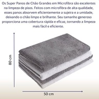 Kit 2 Super Panos de Chão Grandes em Microfibra - Limpeza Profunda e Sustentável - imagem 3